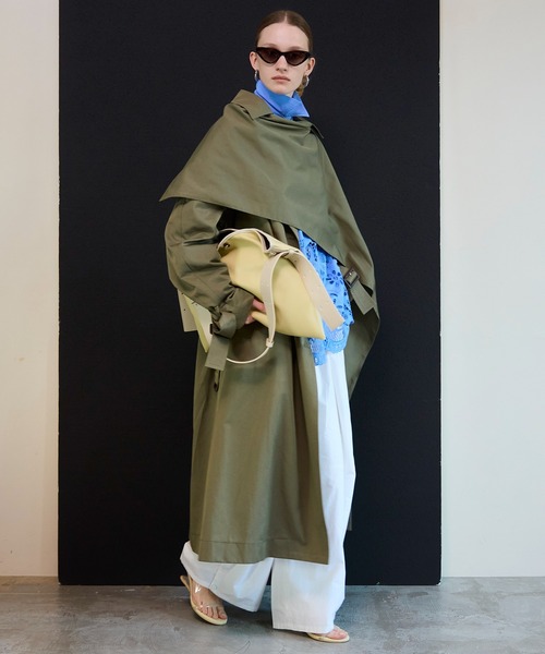 MAISON SPECIAL(メゾンスペシャル)の「Drape Scarf Long Trench Coat/ドレープスカーフロングトレンチコート(トレンチコート・レディース・アイボリー/カーキ・FREE)」の7枚目の写真