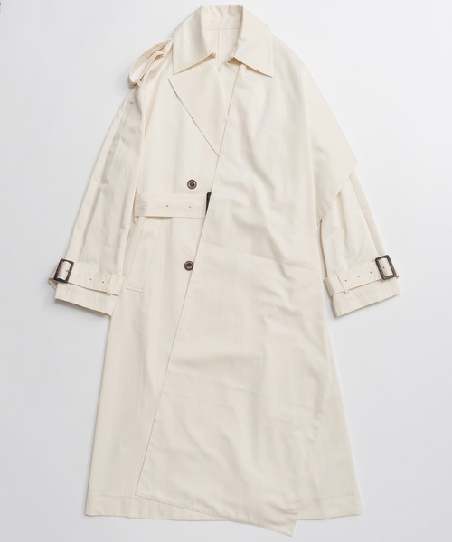 MAISON SPECIAL(メゾンスペシャル)の「Drape Scarf Long Trench Coat/ドレープスカーフロングトレンチコート(トレンチコート・レディース・アイボリー/カーキ・FREE)」の18枚目の写真