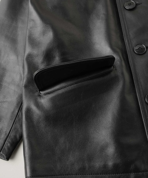 NANO universe（ナノユニバース）の「Schott/別注 LEATHER CAR COAT（ライダースジャケット・メンズ・ブラック・L/M/S）」の5枚目の写真