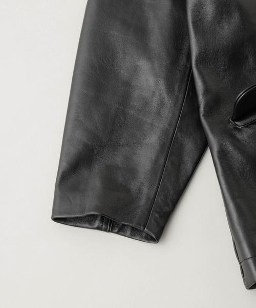 NANO universe（ナノユニバース）の「Schott/別注 LEATHER CAR COAT（ライダースジャケット・メンズ・ブラック・L/M/S）」の6枚目の写真