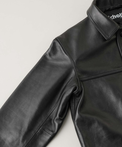 NANO universe（ナノユニバース）の「Schott/別注 LEATHER CAR COAT（ライダースジャケット・メンズ・ブラック・L/M/S）」の7枚目の写真