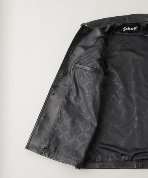 NANO universe（ナノユニバース）の「Schott/別注 LEATHER CAR COAT（ライダースジャケット・メンズ・ブラック・L/M/S）」の8枚目の写真