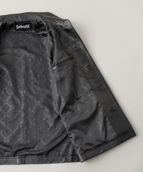 NANO universe（ナノユニバース）の「Schott/別注 LEATHER CAR COAT（ライダースジャケット・メンズ・ブラック・L/M/S）」の9枚目の写真