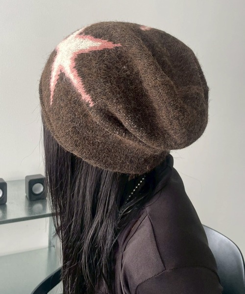 WEGO（ウィゴー）の「WEGO/スタージャガードビーニー（ニットキャップ/ビーニー・レディース・ブラウン/オフホワイト・FREE）」の5枚目の写真