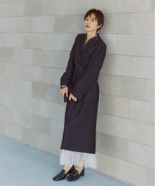 A part by(アパートバイ)の「【セレモニー】C*レースレイヤードタイトスカート(スカート・レディース・ネイビー/ブラック・MEDIUM/SMALL)」の19枚目の写真