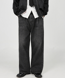 GCLIP（ジクリップ）の「起毛ピンタックバルーンフィットワイドデニムパンツ[ブラック]（デニムパンツ）」
