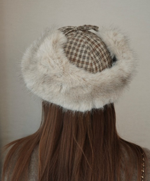 Vipoa（ヴィポア）の「チェック柄フライトキャップ（キャップ・レディース・ネイビー/ベージュ・FREE）」の11枚目の写真