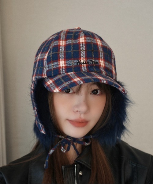 Vipoa（ヴィポア）の「チェック柄フライトキャップ（キャップ・レディース・ネイビー/ベージュ・FREE）」の12枚目の写真