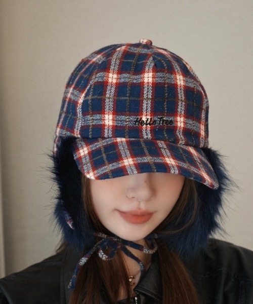 Vipoa（ヴィポア）の「チェック柄フライトキャップ（キャップ・レディース・ネイビー/ベージュ・FREE）」の15枚目の写真