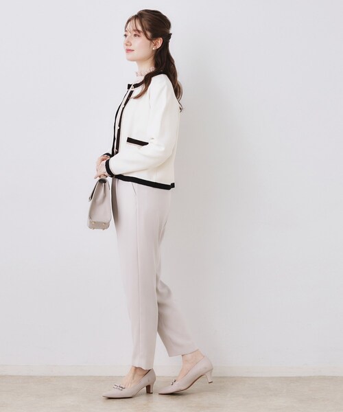 couture brooch(クチュールブローチ)の「【通勤・着映え】配色 総針カーディガン(カーディガン/ボレロ・レディース・ライトブルー/アイボリー/ネイビー・36/38/42)」の10枚目の写真