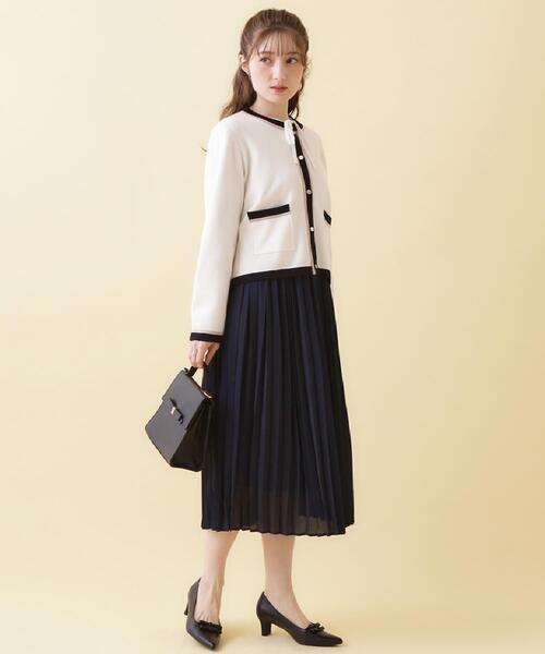 couture brooch(クチュールブローチ)の「【通勤・着映え】配色 総針カーディガン(カーディガン/ボレロ・レディース・ライトブルー/アイボリー/ネイビー・36/38/42)」の18枚目の写真