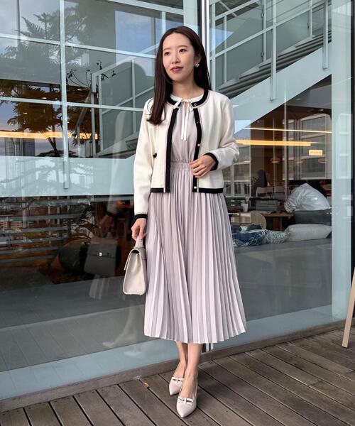 couture brooch(クチュールブローチ)の「【通勤・着映え】配色 総針カーディガン(カーディガン/ボレロ・レディース・ライトブルー/アイボリー/ネイビー・36/38/42)」の20枚目の写真