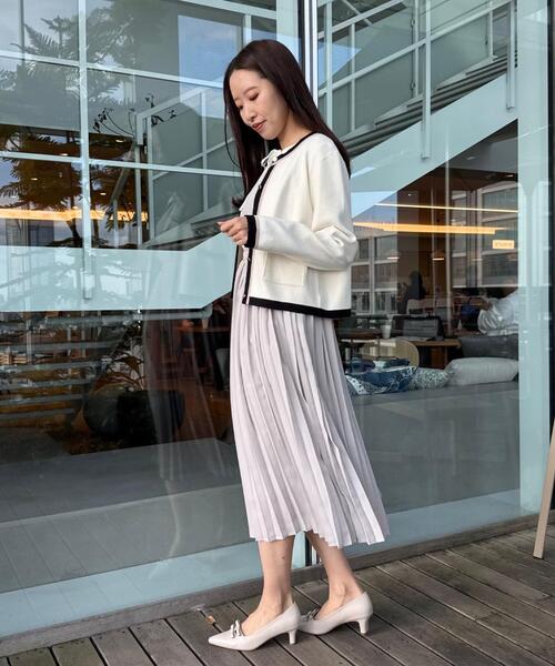 couture brooch(クチュールブローチ)の「【通勤・着映え】配色 総針カーディガン(カーディガン/ボレロ・レディース・ライトブルー/アイボリー/ネイビー・36/38/42)」の21枚目の写真