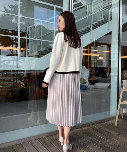 couture brooch(クチュールブローチ)の「【通勤・着映え】配色 総針カーディガン(カーディガン/ボレロ・レディース・ライトブルー/アイボリー/ネイビー・36/38/42)」の22枚目の写真