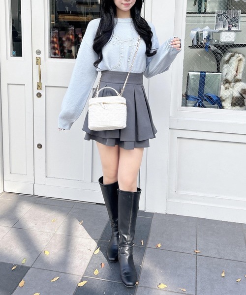 INGNI（イング）の「リボン×ビジューもちもちニット（ニット/セーター・レディース・サックスブルー/ブラック/オフホワイト/ピンク・M）」の5枚目の写真