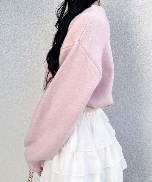 INGNI（イング）の「リボン×ビジューもちもちニット（ニット/セーター・レディース・サックスブルー/ブラック/オフホワイト/ピンク・M）」の8枚目の写真