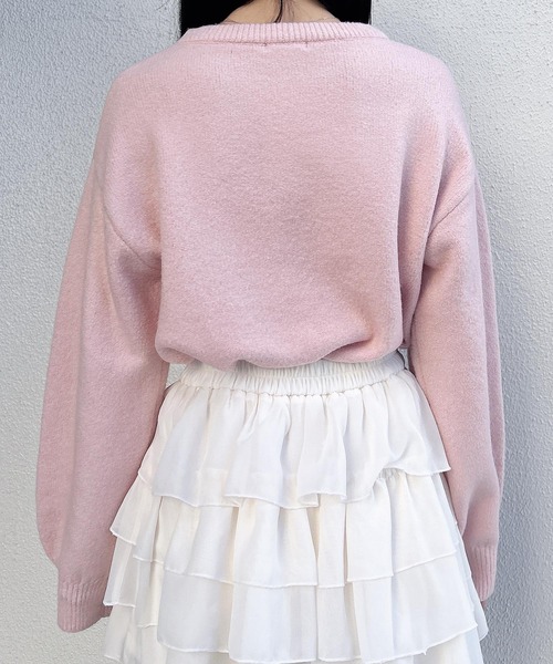 INGNI（イング）の「リボン×ビジューもちもちニット（ニット/セーター・レディース・サックスブルー/ブラック/オフホワイト/ピンク・M）」の9枚目の写真