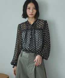 フラワー刺繍シアーブラウス