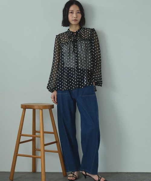 Doux archives（ドゥアルシーヴ）の「フラワー刺繍シアーブラウス（シャツ/ブラウス・レディース・ブラック/オフホワイト・FREE）」の17枚目の写真