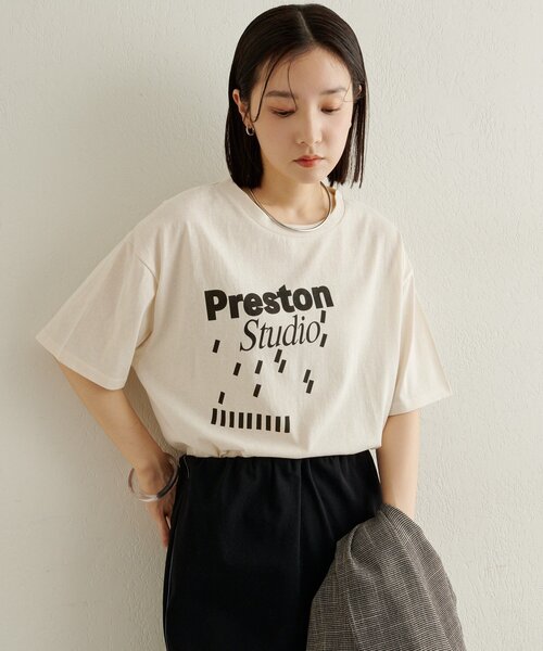 Omekashi（オメカシ）の「ロゴT（Tシャツ/カットソー・レディース・オフホワイト/ブラック・FREE）」の4枚目の写真