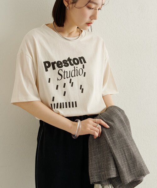 Omekashi（オメカシ）の「ロゴT（Tシャツ/カットソー・レディース・オフホワイト/ブラック・FREE）」の5枚目の写真