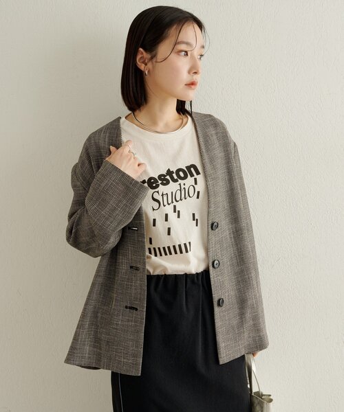 Omekashi（オメカシ）の「ロゴT（Tシャツ/カットソー・レディース・オフホワイト/ブラック・FREE）」の9枚目の写真