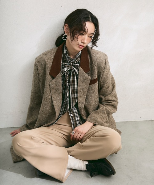 Lutim by u(ルチバイユー)の「バイカラーメランジテーラードジャケット(テーラードジャケット・レディース・ブラウン/ブラック・FREE)」の22枚目の写真