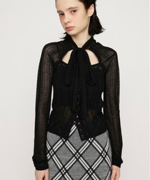 SLY(�X���C)��TIE RIBBON KNIT TOPS �^�C���{�� �j�b�g �g�b�v�X �t��(�j�b�g/�Z�[�^�[)