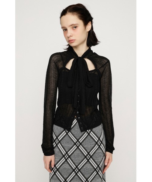 SLY(スライ)の「TIE RIBBON KNIT TOPS タイリボン ニット トップス 春服(ニット/セーター・レディース・ブラック/レッド/ブラウン・FREE)」の4枚目の写真