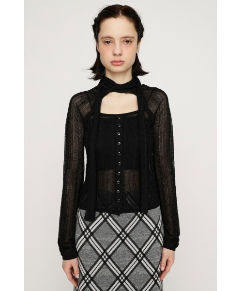 SLY(スライ)の「TIE RIBBON KNIT TOPS タイリボン ニット トップス 春服(ニット/セーター・レディース・ブラック/レッド/ブラウン・FREE)」の6枚目の写真
