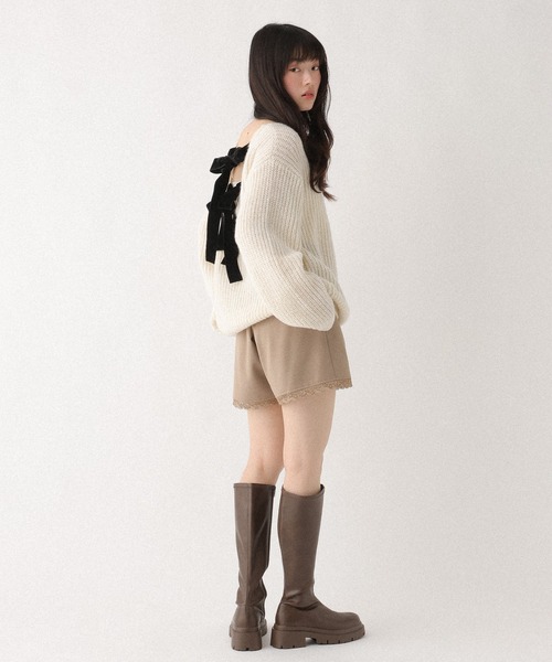 Heather(ヘザー)の「ベロアリボンチュニックニット 636824(ニット/セーター・レディース・ピンク/アイボリー/グレー・FREE)」の22枚目の写真