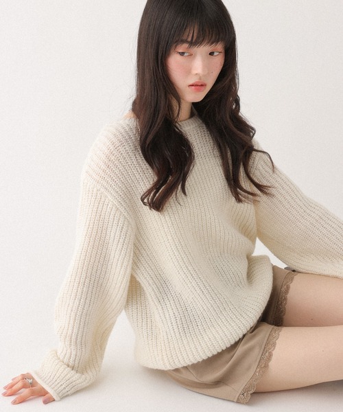 Heather(ヘザー)の「ベロアリボンチュニックニット 636824(ニット/セーター・レディース・ピンク/アイボリー/グレー・FREE)」の18枚目の写真