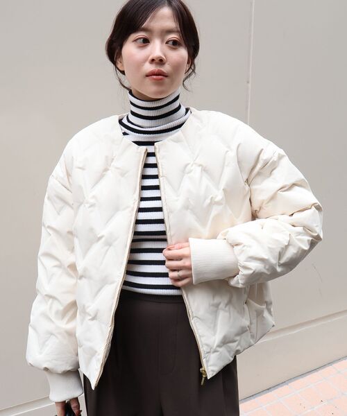 le.coeur blanc（ルクールブラン）の「ステッチレスコンパクトダウン（その他アウター・レディース・アイボリー/ブラック・38）」の3枚目の写真