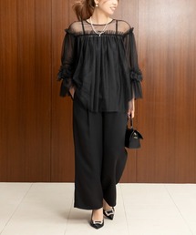 STRAWBERRY-FIELDS | チュール*ダブルクロス_チュールトップスパンツセットアップ(パンツドレス)