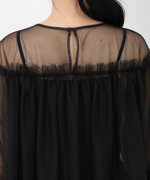 STRAWBERRY-FIELDS（ストロベリーフィールズ）の「チュール*ダブルクロス_チュールトップスパンツセットアップ（パンツドレス・レディース・ブラック・2）」の8枚目の写真