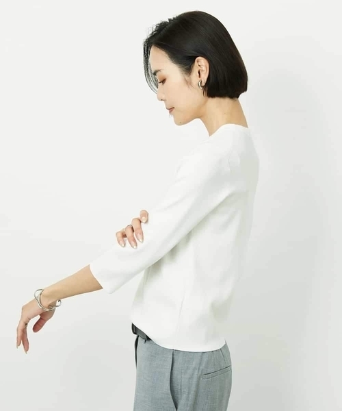 MICHEL KLEIN（ミッシェル・クラン）の「[アンサンブル対応]コンパクトニットプルオーバー（ニット/セーター・レディース・ライラック/ホワイト/ネイビー・38）」の5枚目の写真