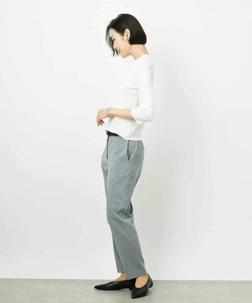 MICHEL KLEIN（ミッシェル・クラン）の「[アンサンブル対応]コンパクトニットプルオーバー（ニット/セーター・レディース・ライラック/ホワイト/ネイビー・38）」の8枚目の写真