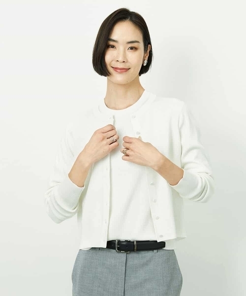 MICHEL KLEIN（ミッシェル・クラン）の「[アンサンブル対応]コンパクトニットプルオーバー（ニット/セーター・レディース・ライラック/ホワイト/ネイビー・38）」の10枚目の写真