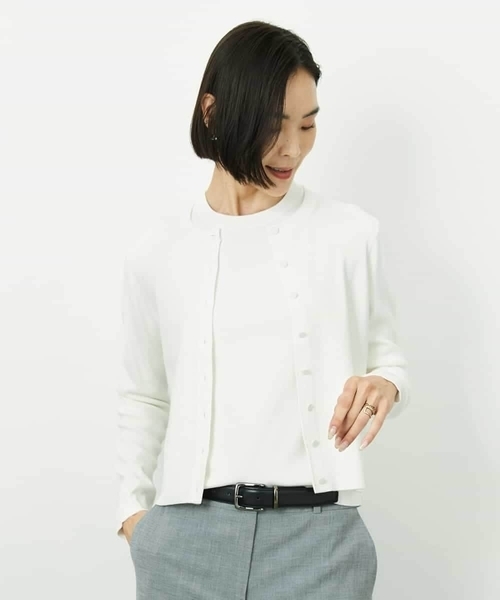 MICHEL KLEIN（ミッシェル・クラン）の「[アンサンブル対応]コンパクトニットプルオーバー（ニット/セーター・レディース・ライラック/ホワイト/ネイビー・38）」の11枚目の写真