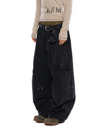 Knee Pin-Tuck Double Pocket Cargo Pants (Khaki)（その他パンツ
