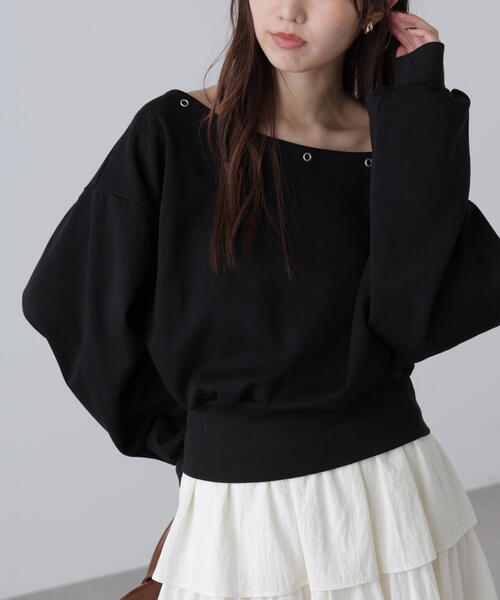 FREE'S MART（フリーズマート）の「◆ハトメオフショルスウェット（スウェット・レディース・ブラウン/ブラック/グレー・FREE）」の5枚目の写真