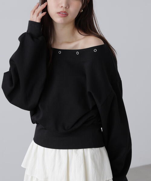 FREE'S MART（フリーズマート）の「◆ハトメオフショルスウェット（スウェット・レディース・ブラウン/ブラック/グレー・FREE）」の6枚目の写真