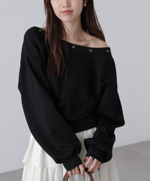 FREE'S MART（フリーズマート）の「◆ハトメオフショルスウェット（スウェット・レディース・ブラウン/ブラック/グレー・FREE）」の7枚目の写真