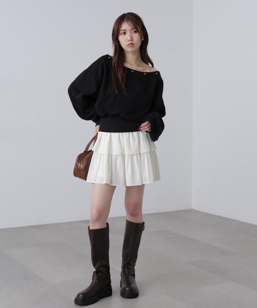 FREE'S MART（フリーズマート）の「◆ハトメオフショルスウェット（スウェット・レディース・ブラウン/ブラック/グレー・FREE）」の8枚目の写真