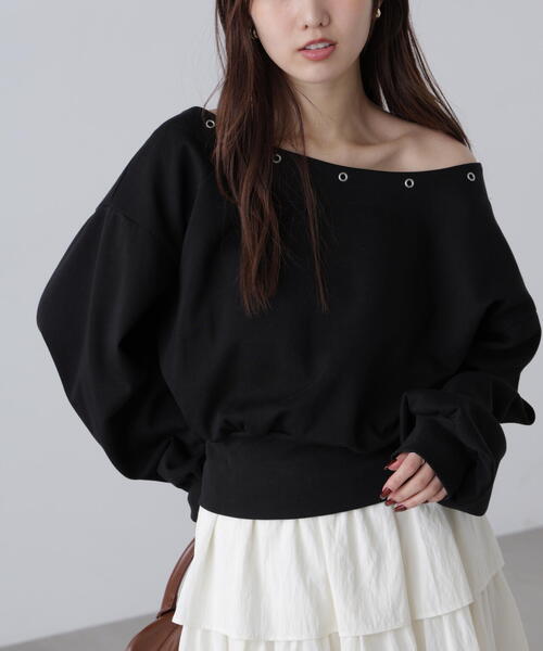 FREE'S MART（フリーズマート）の「◆ハトメオフショルスウェット（スウェット・レディース・ブラウン/ブラック/グレー・FREE）」の11枚目の写真