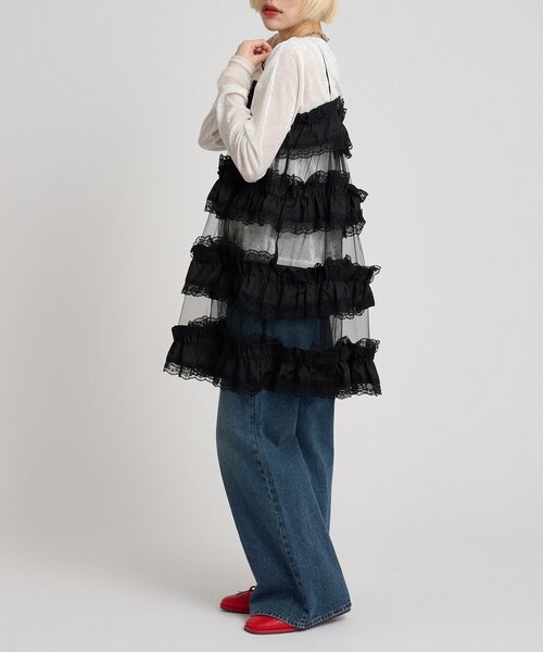 w closet（ダブルクローゼット）の「レースティアードミニキャミワンピ（シャツ/ブラウス・レディース・オフホワイト/ブラック/チャコールグレー・FREE）」の21枚目の写真