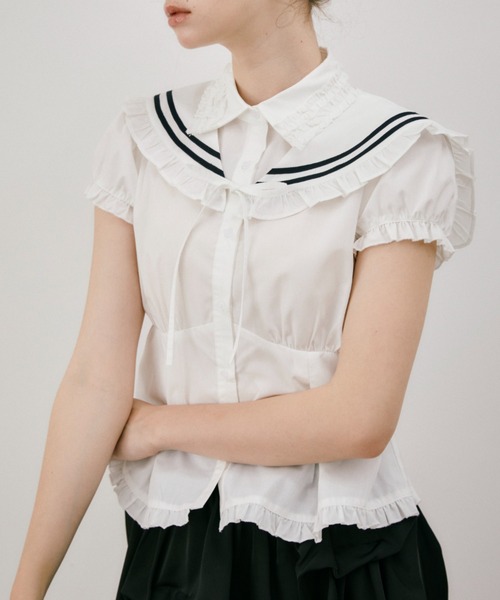 idem(イデム)の「idem frill sailor collar / セーラーカラー付け襟(付け襟・レディース・ホワイト/ネイビー・FREE)」の6枚目の写真