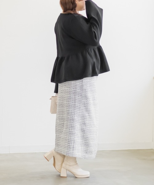 CLETTE(クレット)の「CLETTEオリジナルペプラムリボンニットプルオーバー(ニット/セーター・レディース・ブラック/ラベンダー/グレー・4L/3L/LL)」の7枚目の写真