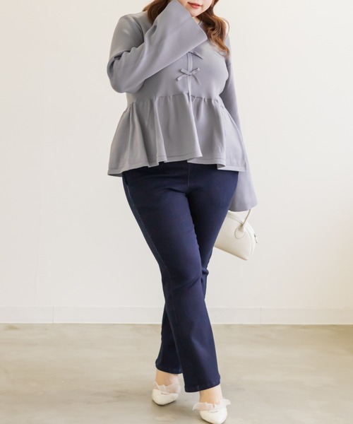 CLETTE(クレット)の「CLETTEオリジナルペプラムリボンニットプルオーバー(ニット/セーター・レディース・ブラック/ラベンダー/グレー・4L/3L/LL)」の13枚目の写真