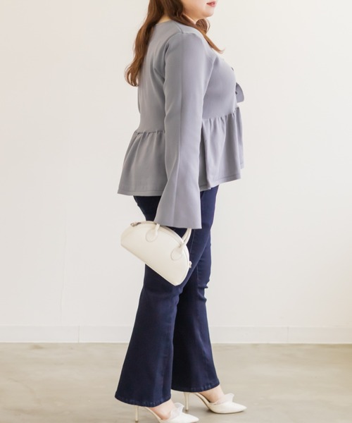CLETTE(クレット)の「CLETTEオリジナルペプラムリボンニットプルオーバー(ニット/セーター・レディース・ブラック/ラベンダー/グレー・4L/3L/LL)」の14枚目の写真
